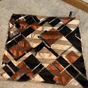 Brown Black & Beige Square Design Scarf Jones New York 100% Silk
